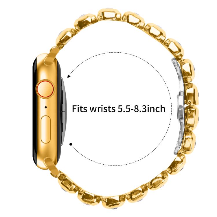For Apple Watch 42mm / 41mm / 40mm / 38mm Small Square Diamonds Butterfly Buckle Watch Band