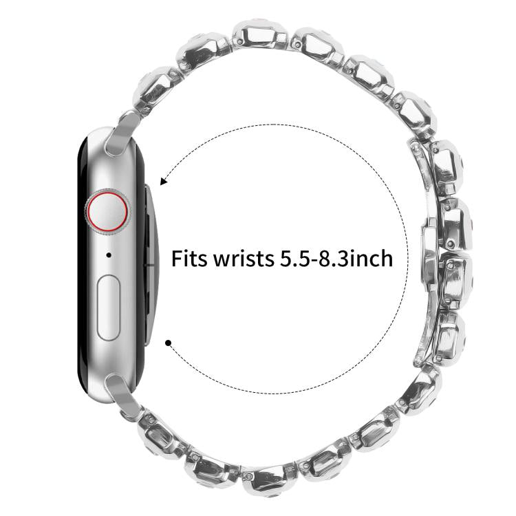 For Apple Watch 42mm / 41mm / 40mm / 38mm Small Square Diamonds Butterfly Buckle Watch Band