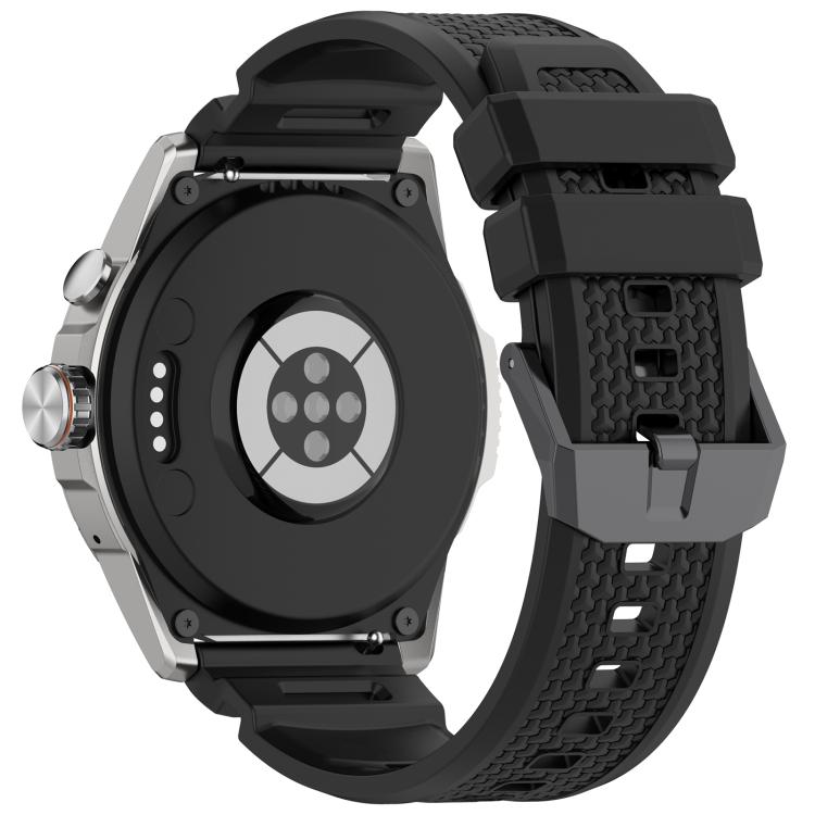 For Ticwatch Atlas / Pro 5 Enduro Black Steel Buckle Silicone Watch Band