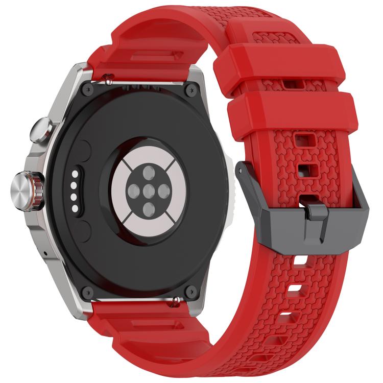 For Ticwatch Atlas / Pro 5 Enduro Black Steel Buckle Silicone Watch Band