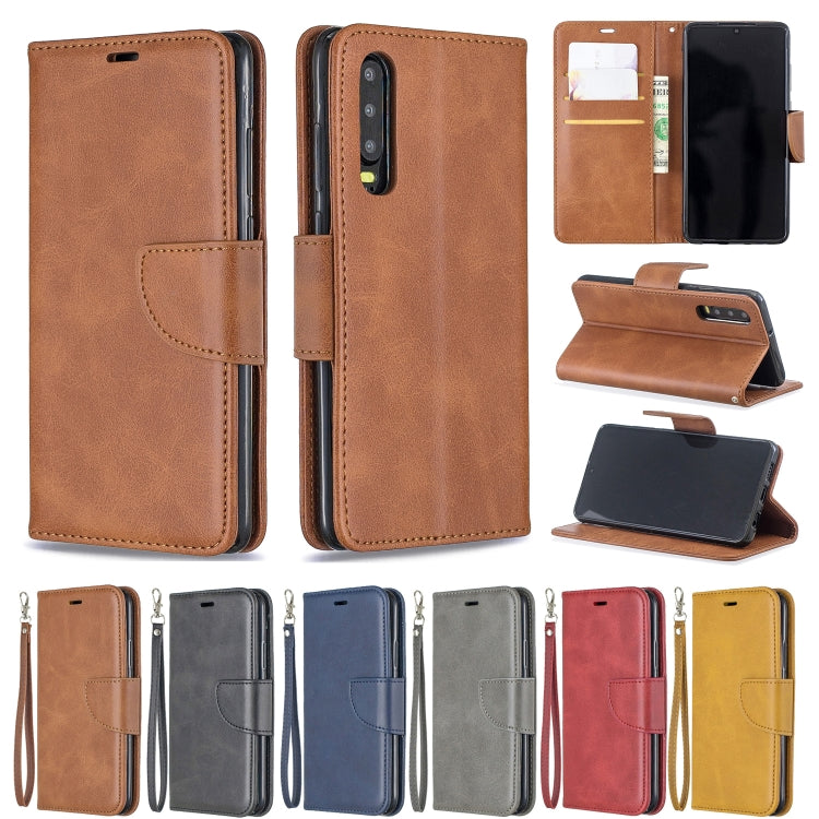 Retro Lambskin Texture Pure Color Horizontal Flip PU Leather Case for Huawei P30, with Holder & Card Slots & Wallet & Lanyard