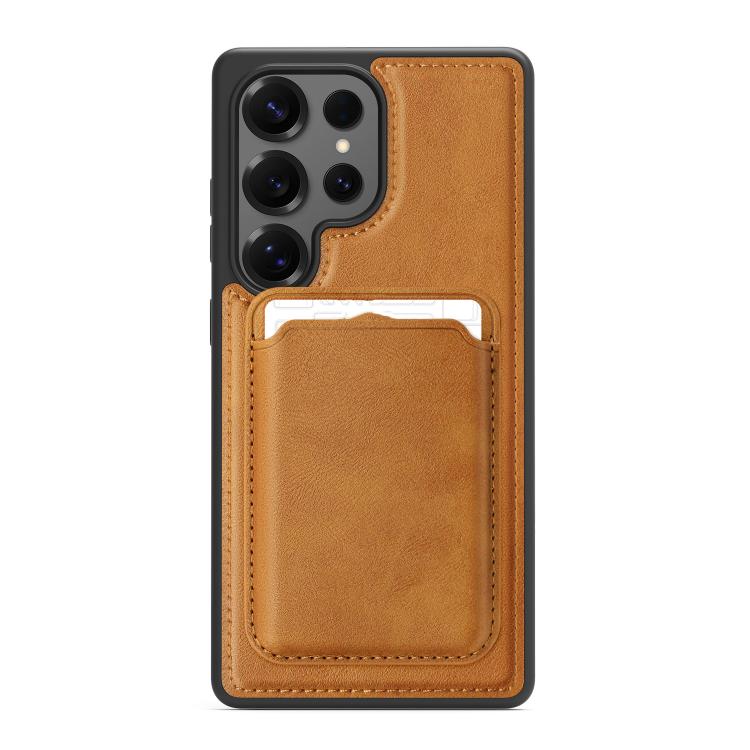 For Samsung Galaxy S22 Ultra 5G Pindun MagSafe Card Slot Leather Back Phone Case