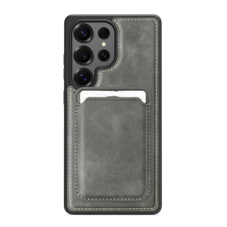 For Samsung Galaxy S22 Ultra 5G Pindun MagSafe Card Slot Leather Back Phone Case