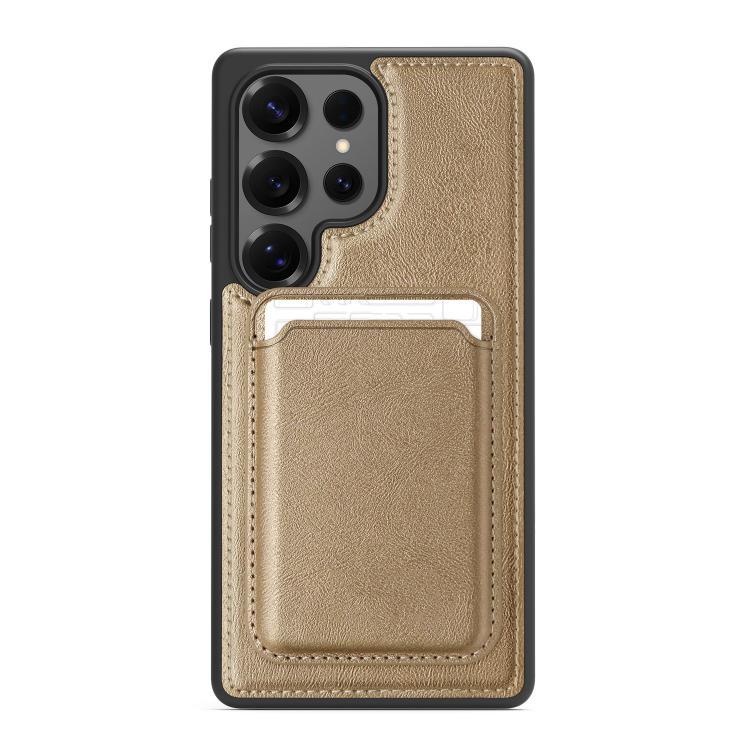 For Samsung Galaxy S22 Ultra 5G Pindun MagSafe Card Slot Leather Back Phone Case