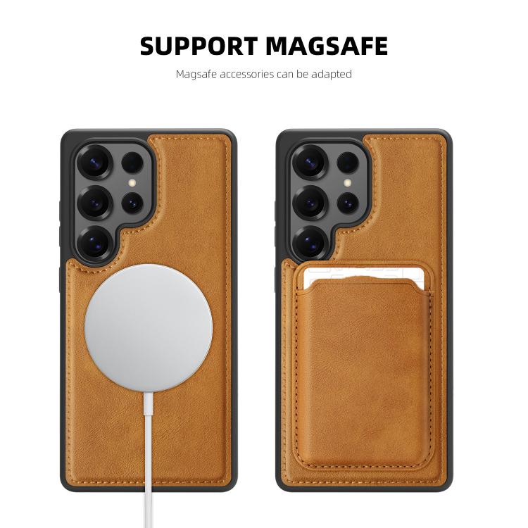 For Samsung Galaxy S23 5G Pindun MagSafe Card Slot Leather Back Phone Case