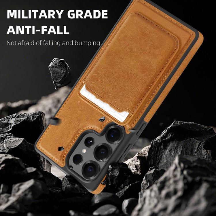 For Samsung Galaxy S22+ 5G Pindun MagSafe Card Slot Leather Back Phone Case