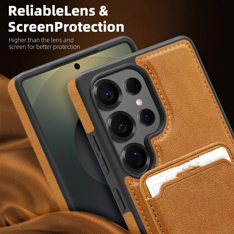 For Samsung Galaxy S24 FE 5G Pindun MagSafe Card Slot Leather Back Phone Case