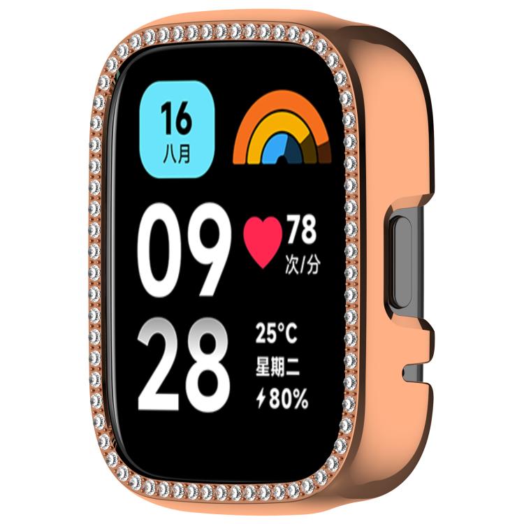 For Redmi Watch 3 / Watch 3 Lite Single Row Diamond Half Coverage Hollow PC Watch Protective Case