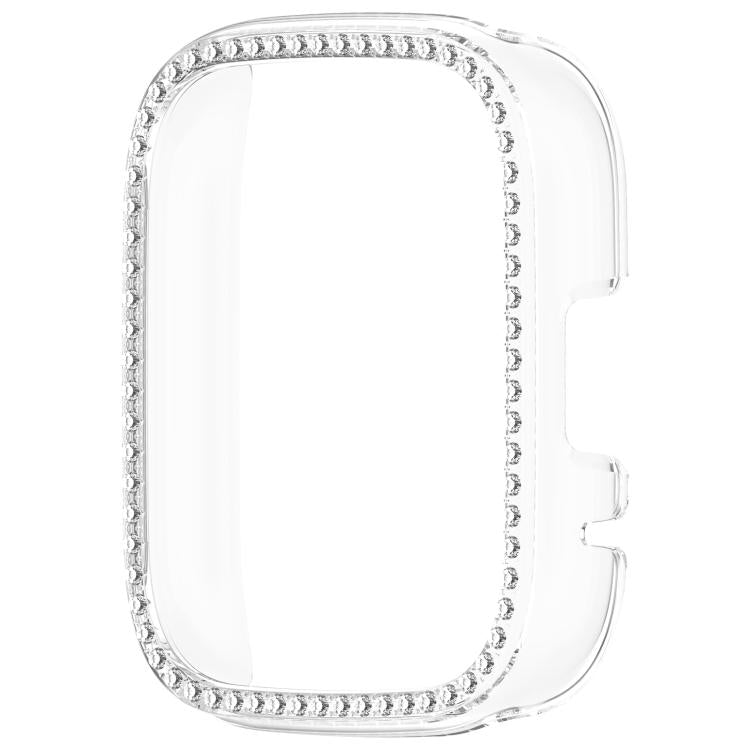 For Redmi Watch 3 / Watch 3 Lite Single Row Diamond Half Coverage Hollow PC Watch Protective Case