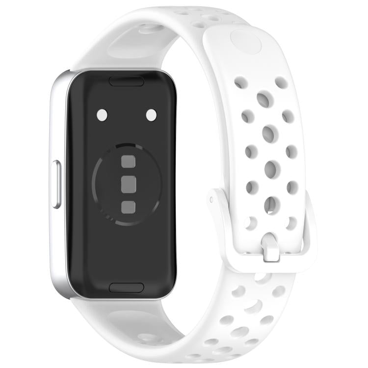 For Huawei Band 10 / 9 / 8 Metal Head Round Hole Nail Button Silicone Watch Band