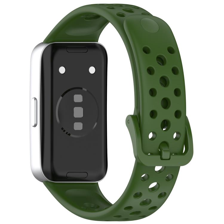 For Huawei Band 10 / 9 / 8 Metal Head Round Hole Nail Button Silicone Watch Band