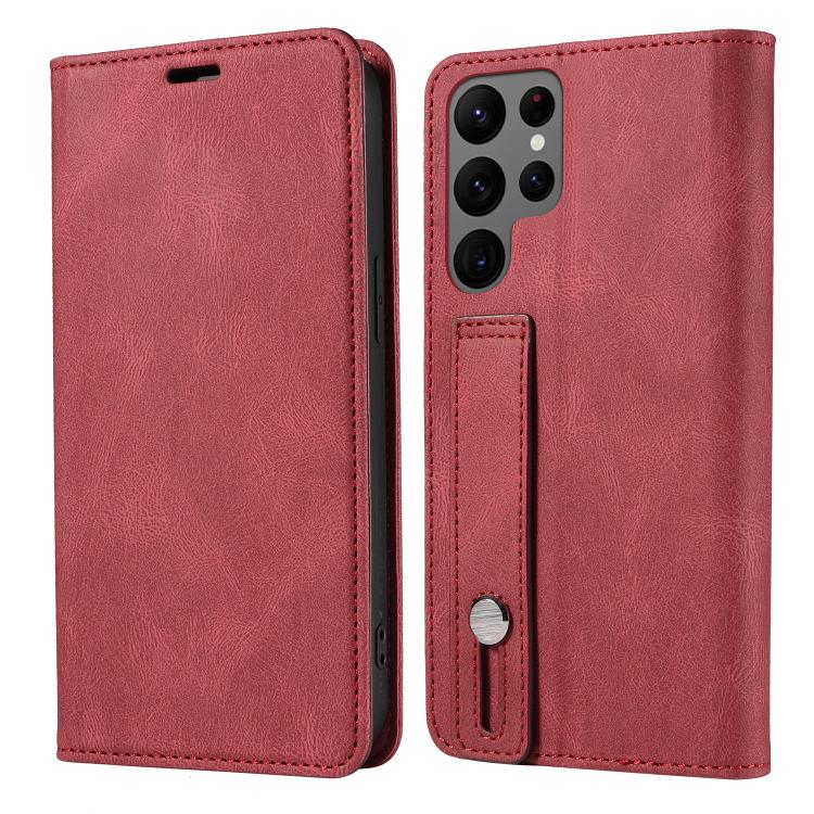 For Samsung Galaxy S23 Ultra 5G Wristband Magnetic Leather Phone Case