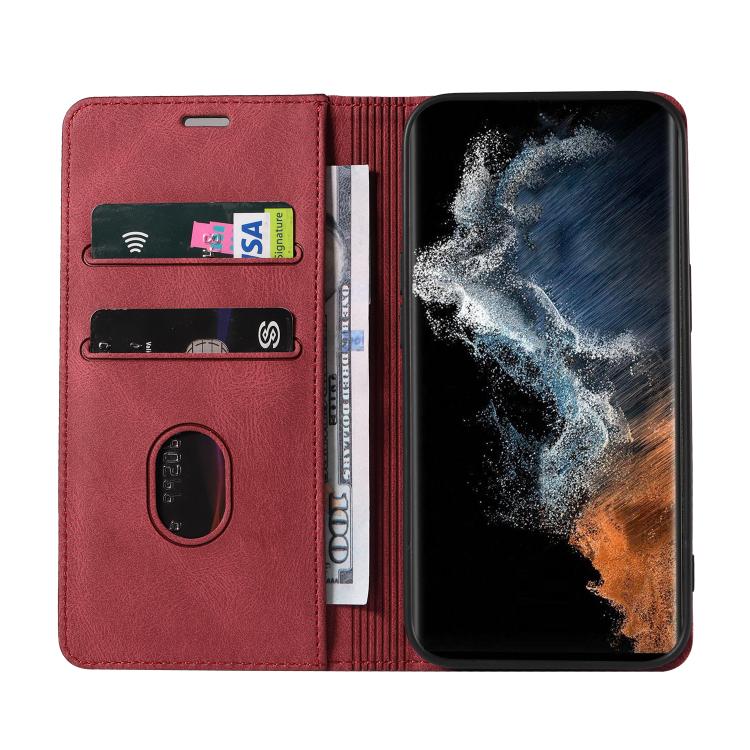 For Samsung Galaxy S23 Ultra 5G Wristband Magnetic Leather Phone Case