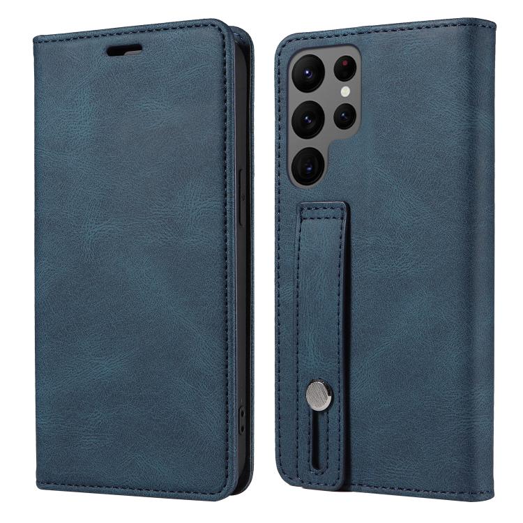 For Samsung Galaxy S23 Ultra 5G Wristband Magnetic Leather Phone Case