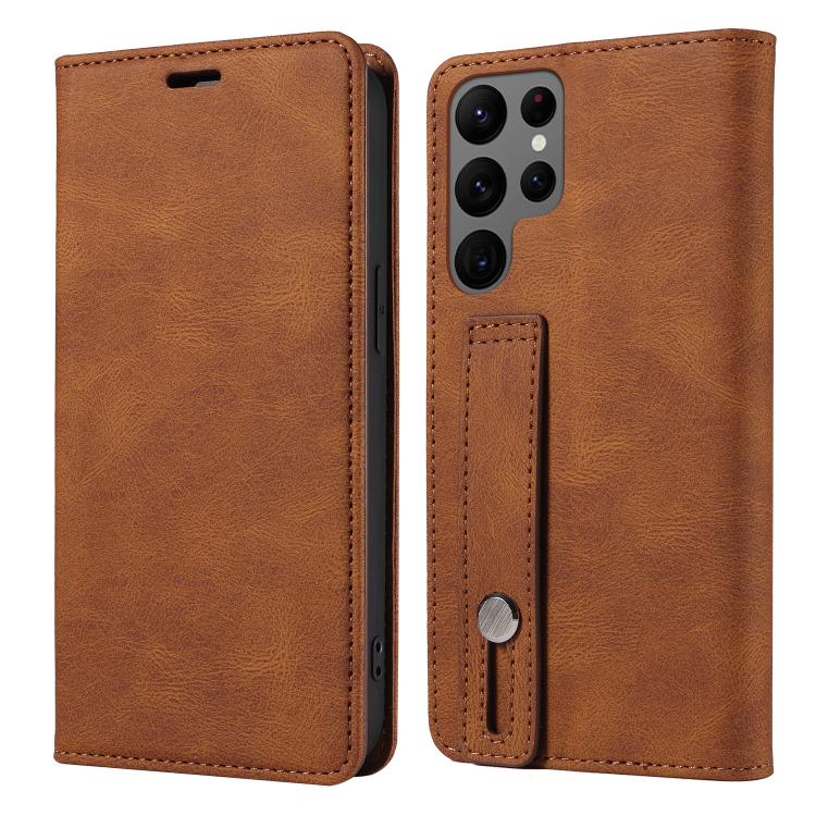 For Samsung Galaxy S23 Ultra 5G Wristband Magnetic Leather Phone Case