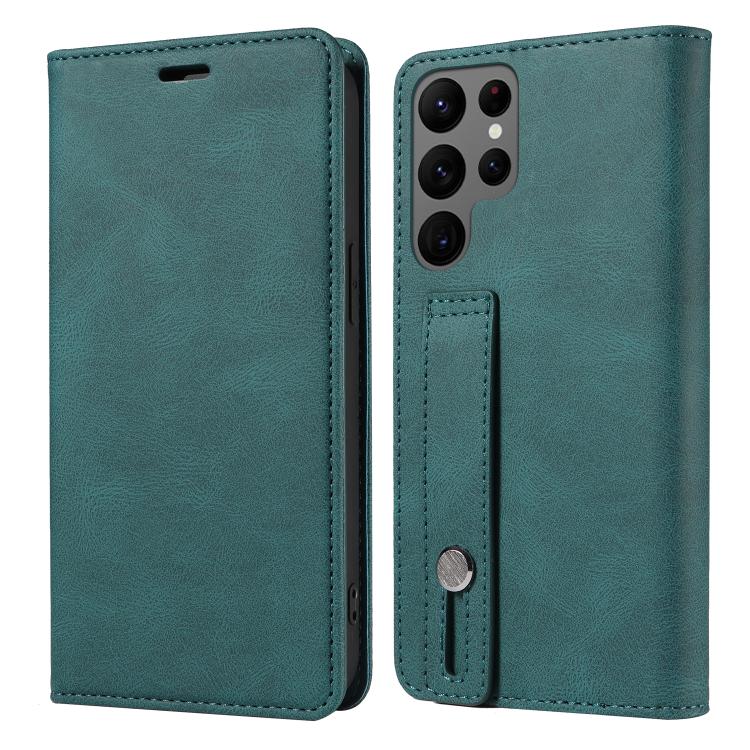 For Samsung Galaxy S23 Ultra 5G Wristband Magnetic Leather Phone Case
