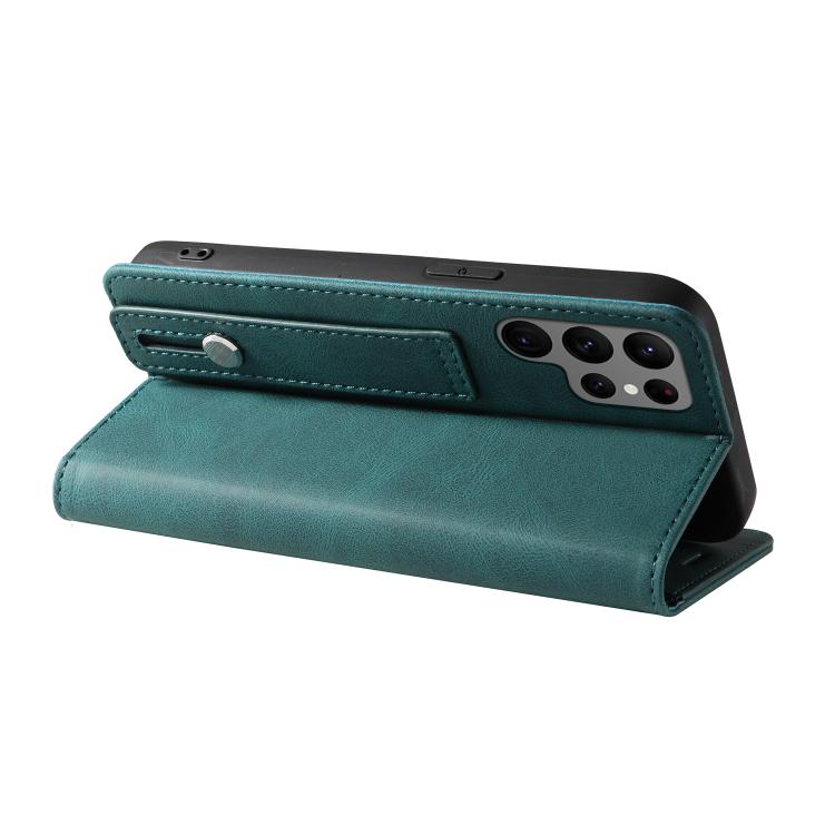 For Samsung Galaxy S23 Ultra 5G Wristband Magnetic Leather Phone Case