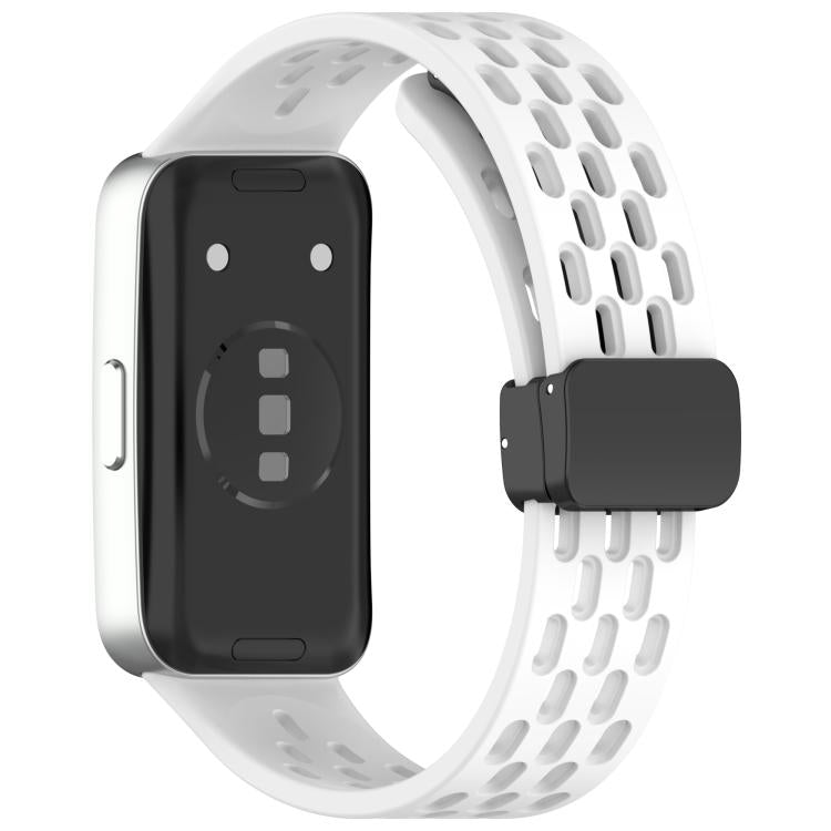 For Huawei Band 10 / 9 / 8 Hole Style Fold Magnetic Buckle Silicone Watch Band