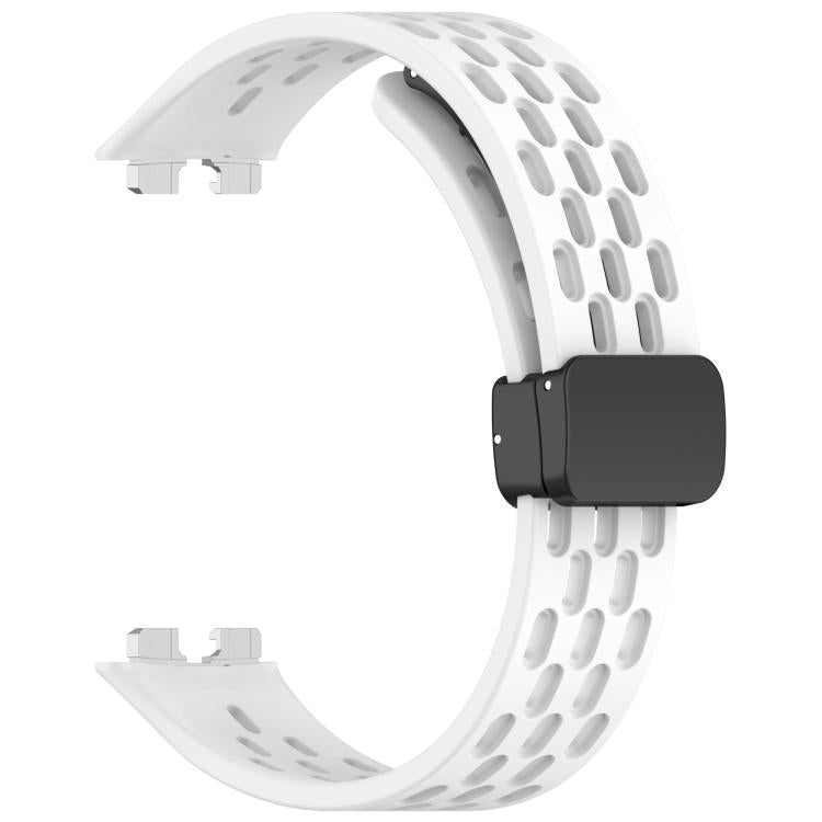 For Huawei Band 10 / 9 / 8 Hole Style Fold Magnetic Buckle Silicone Watch Band