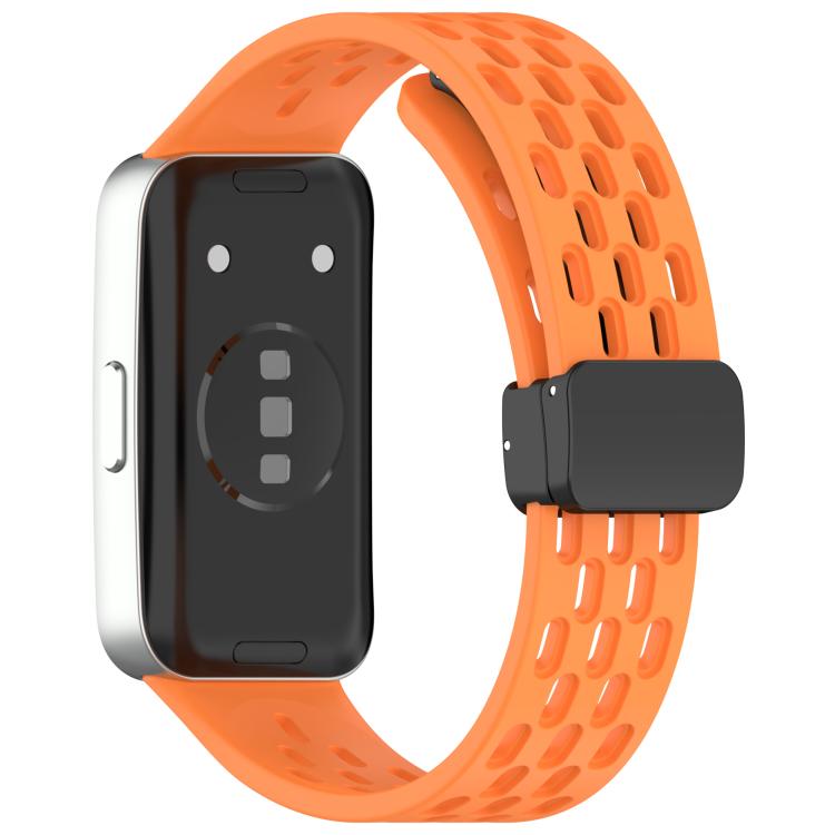 For Huawei Band 10 / 9 / 8 Hole Style Fold Magnetic Buckle Silicone Watch Band