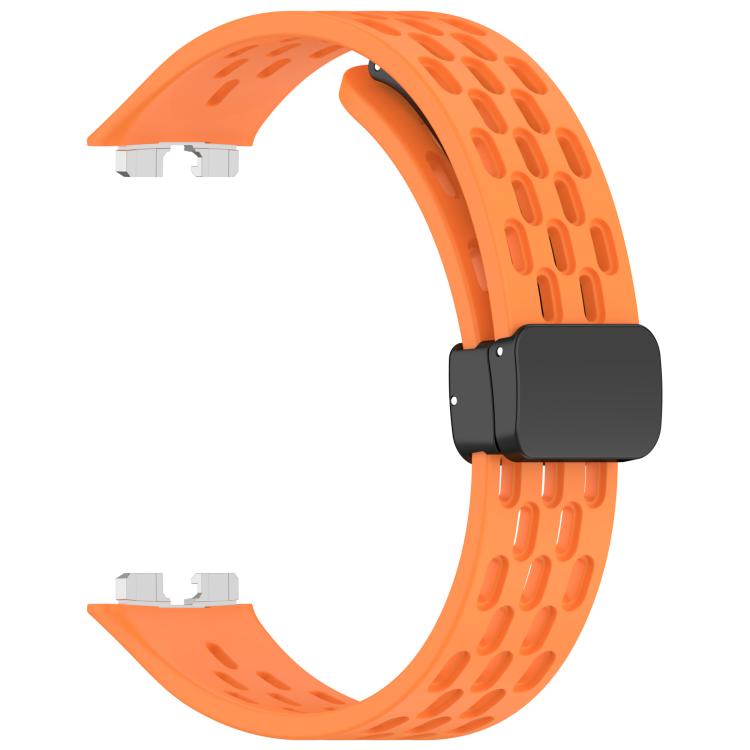 For Huawei Band 10 / 9 / 8 Hole Style Fold Magnetic Buckle Silicone Watch Band