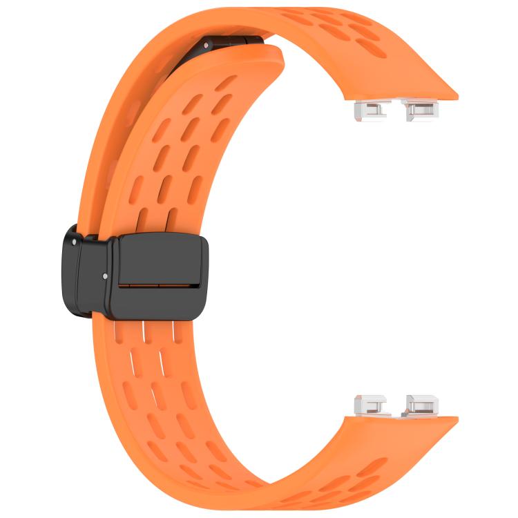 For Huawei Band 10 / 9 / 8 Hole Style Fold Magnetic Buckle Silicone Watch Band