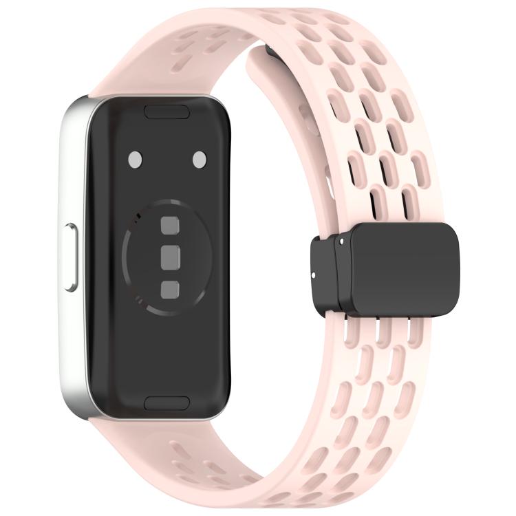 For Huawei Band 10 / 9 / 8 Hole Style Fold Magnetic Buckle Silicone Watch Band