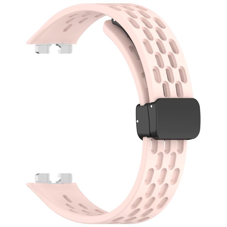 For Huawei Band 10 / 9 / 8 Hole Style Fold Magnetic Buckle Silicone Watch Band