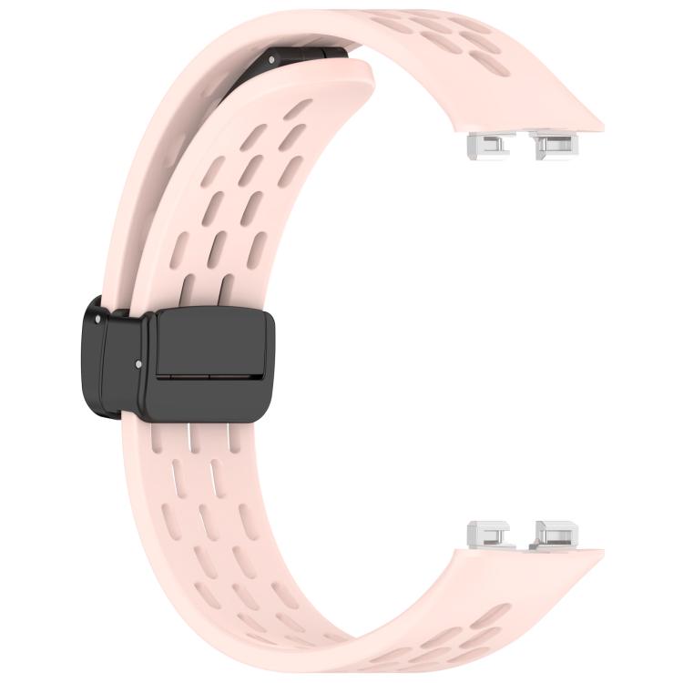 For Huawei Band 10 / 9 / 8 Hole Style Fold Magnetic Buckle Silicone Watch Band