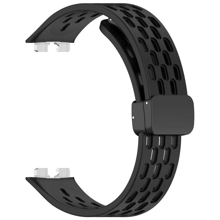 For Huawei Band 10 / 9 / 8 Hole Style Fold Magnetic Buckle Silicone Watch Band