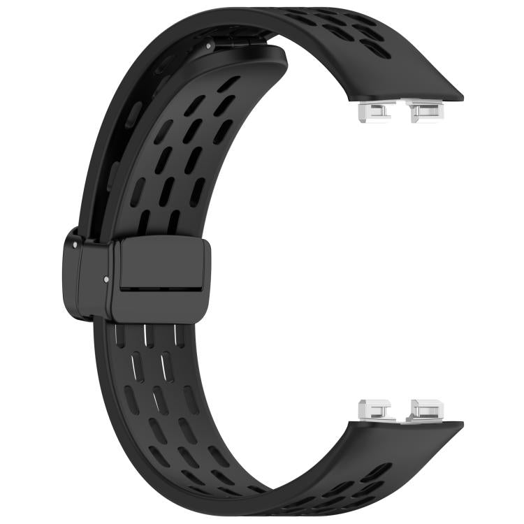 For Huawei Band 10 / 9 / 8 Hole Style Fold Magnetic Buckle Silicone Watch Band