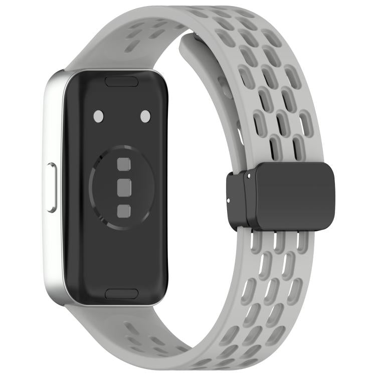 For Huawei Band 10 / 9 / 8 Hole Style Fold Magnetic Buckle Silicone Watch Band