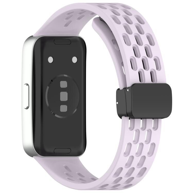 For Huawei Band 10 / 9 / 8 Hole Style Fold Magnetic Buckle Silicone Watch Band