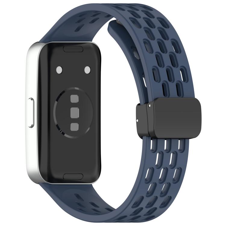 For Huawei Band 10 / 9 / 8 Hole Style Fold Magnetic Buckle Silicone Watch Band