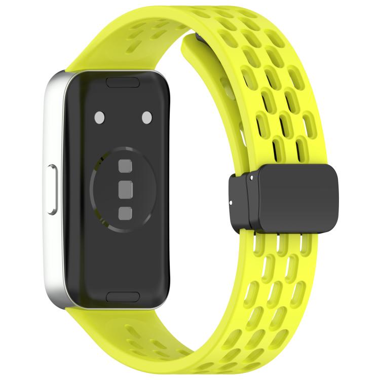 For Huawei Band 10 / 9 / 8 Hole Style Fold Magnetic Buckle Silicone Watch Band