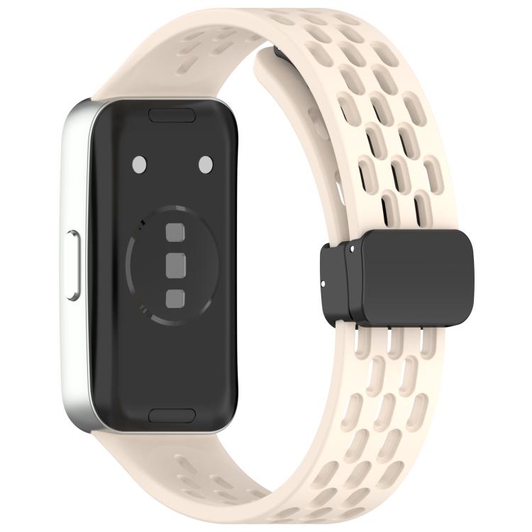 For Huawei Band 10 / 9 / 8 Hole Style Fold Magnetic Buckle Silicone Watch Band