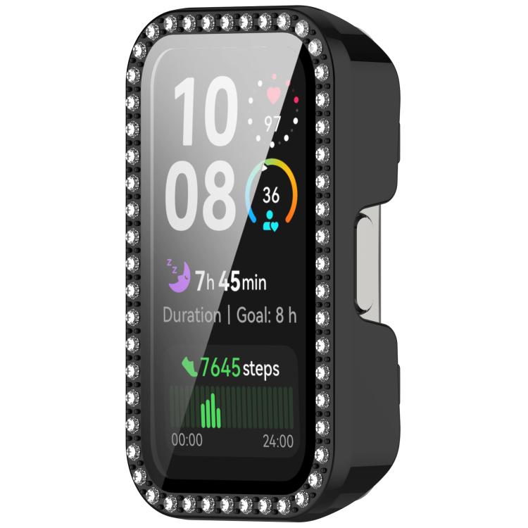 For Huawei Band 10 / 9 / 8 Single Row Diamond Tempered Film Integrated PC Watch Case