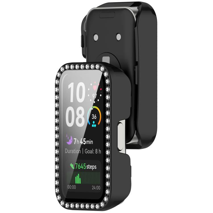 For Huawei Band 10 / 9 / 8 Single Row Diamond Tempered Film Integrated PC Watch Case