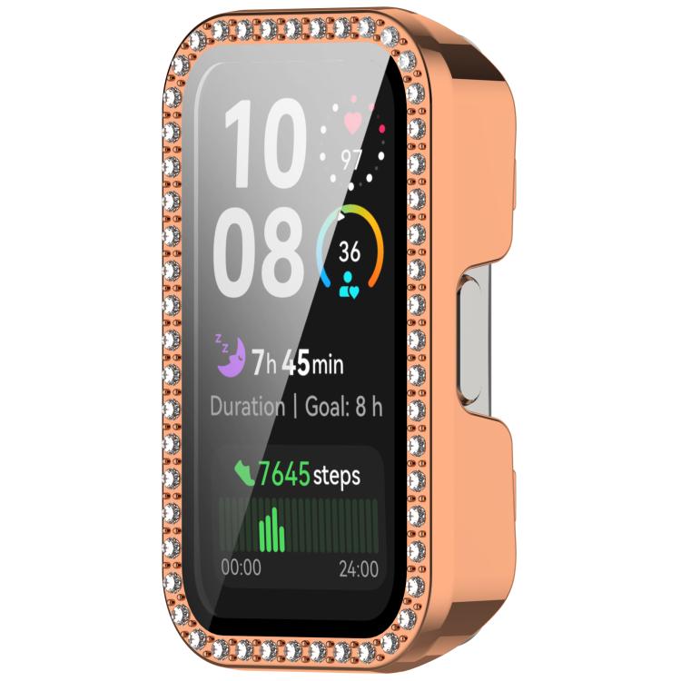 For Huawei Band 10 / 9 / 8 Single Row Diamond Tempered Film Integrated PC Watch Case