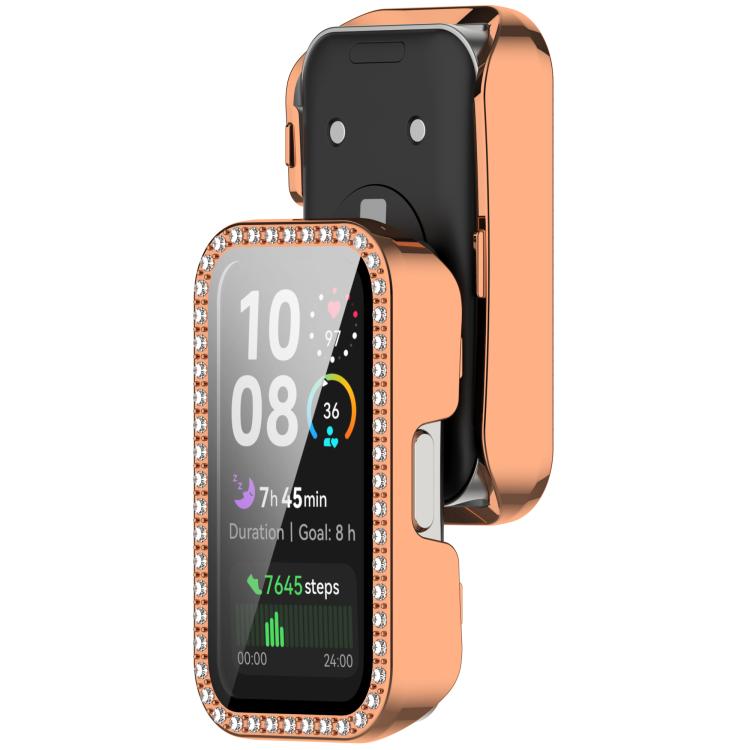 For Huawei Band 10 / 9 / 8 Single Row Diamond Tempered Film Integrated PC Watch Case