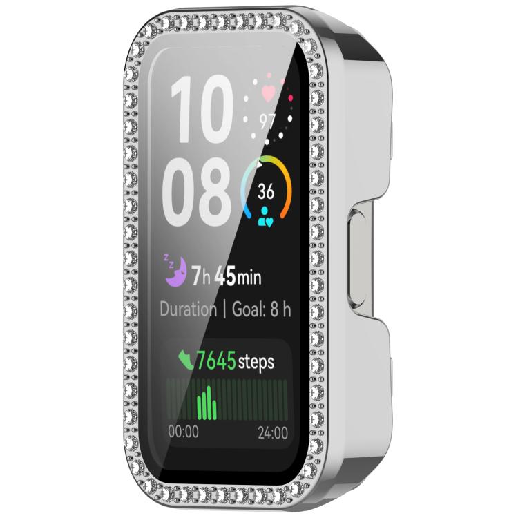 For Huawei Band 10 / 9 / 8 Single Row Diamond Tempered Film Integrated PC Watch Case
