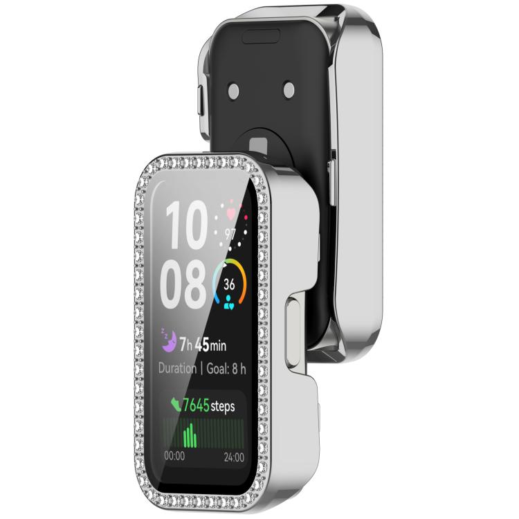 For Huawei Band 10 / 9 / 8 Single Row Diamond Tempered Film Integrated PC Watch Case