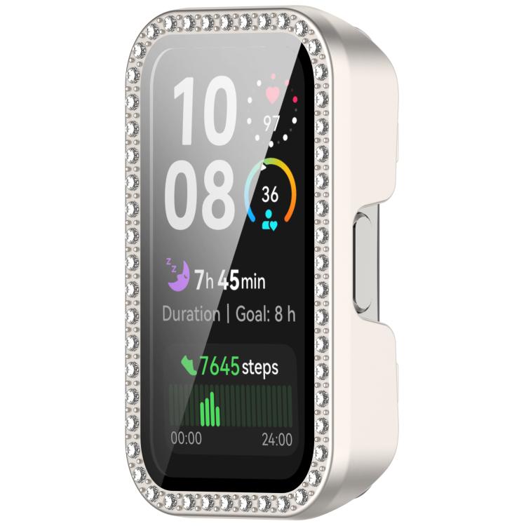 For Huawei Band 10 / 9 / 8 Single Row Diamond Tempered Film Integrated PC Watch Case