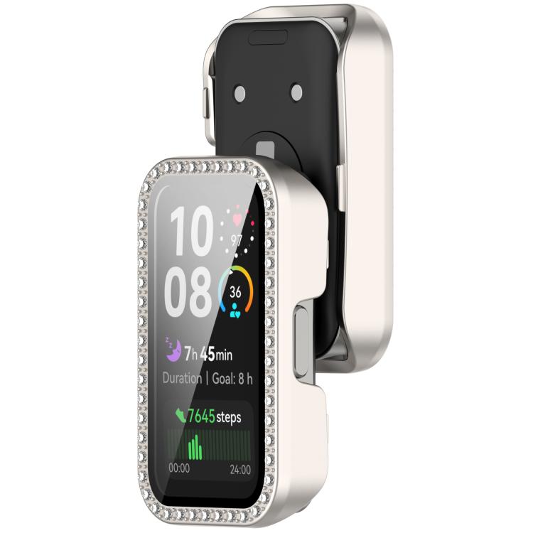 For Huawei Band 10 / 9 / 8 Single Row Diamond Tempered Film Integrated PC Watch Case