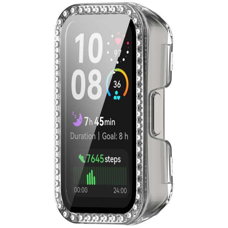 For Huawei Band 10 / 9 / 8 Single Row Diamond Tempered Film Integrated PC Watch Case