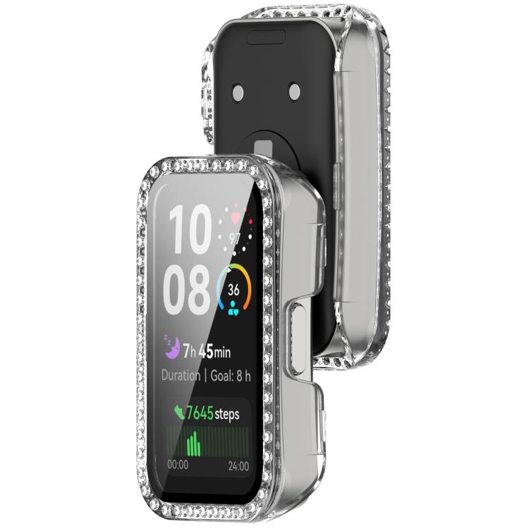 For Huawei Band 10 / 9 / 8 Single Row Diamond Tempered Film Integrated PC Watch Case