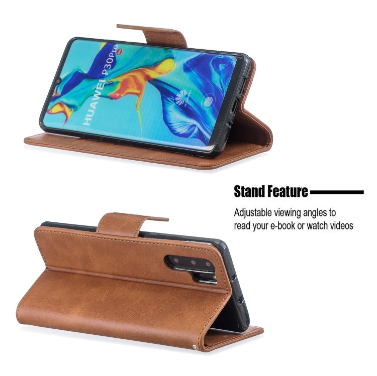 Retro Lambskin Texture Pure Color Horizontal Flip PU Leather Case for Huawei P30 Pro, with Holder & Card Slots & Wallet & Lanyard