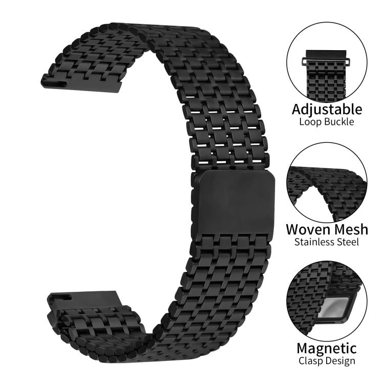 22mm Nine-beads Magnetic Buckle Stainless Steel Watch Band