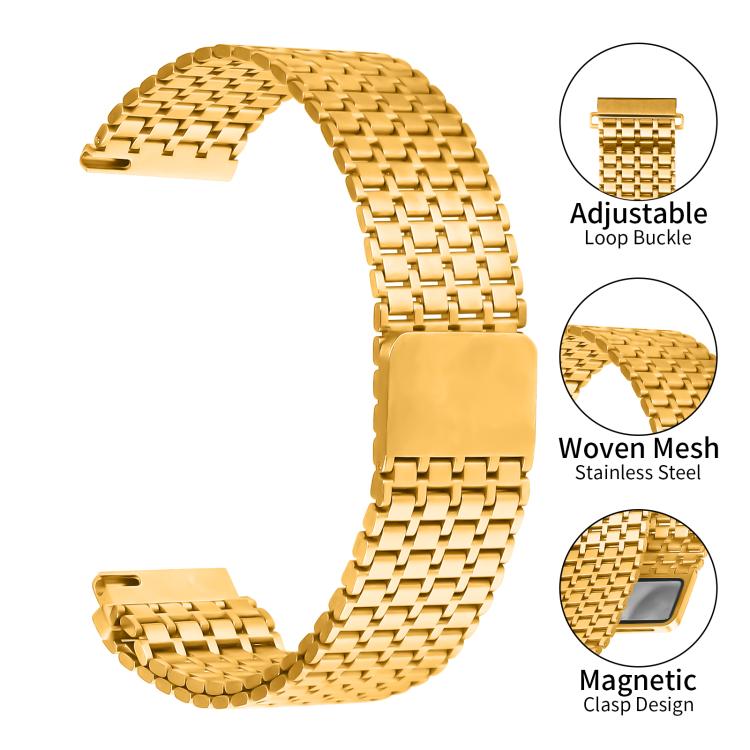 22mm Nine-beads Magnetic Buckle Stainless Steel Watch Band