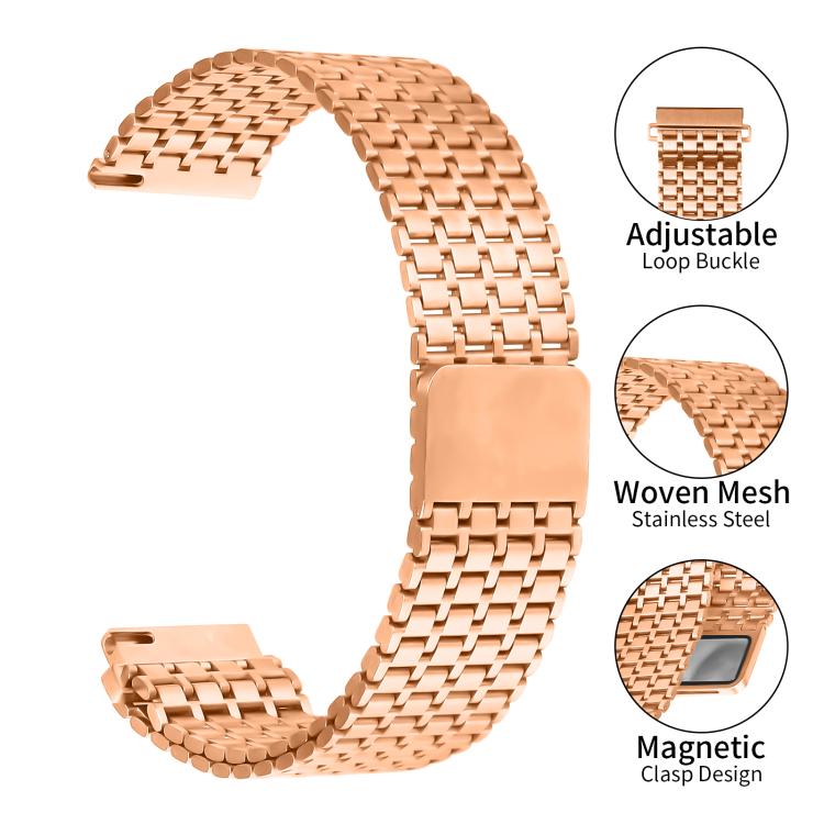 22mm Nine-beads Magnetic Buckle Stainless Steel Watch Band